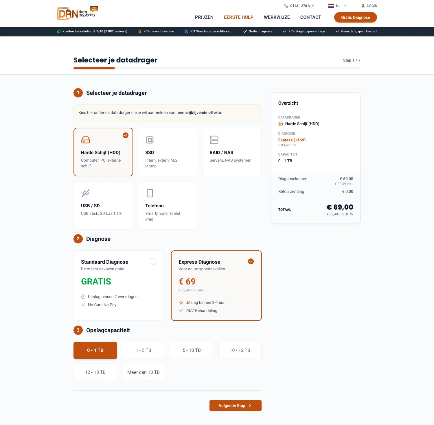 Data Recovery Nederland configurator